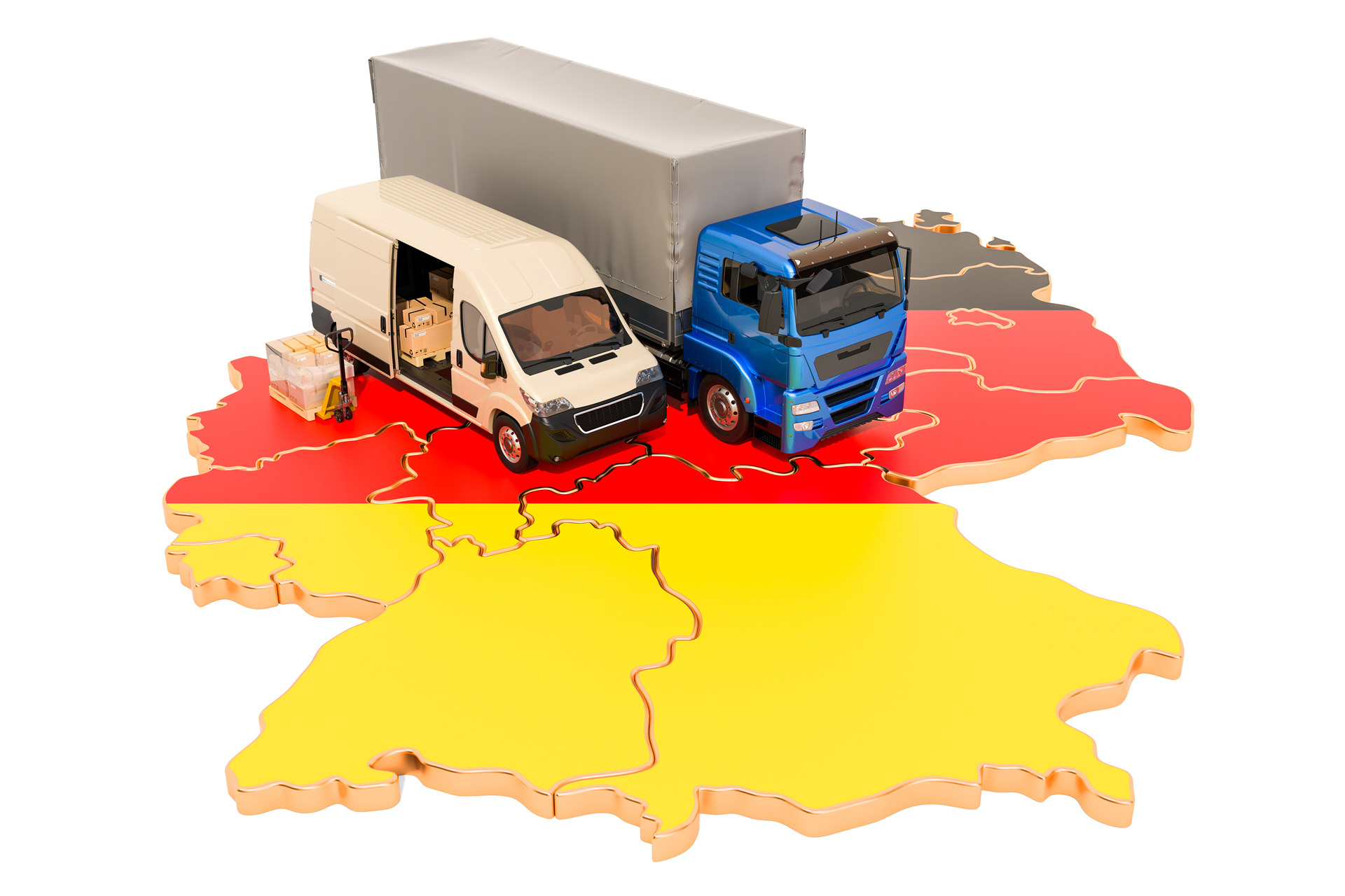 Shipping And Delivery In Germany, 3d Rendering Isolated On White